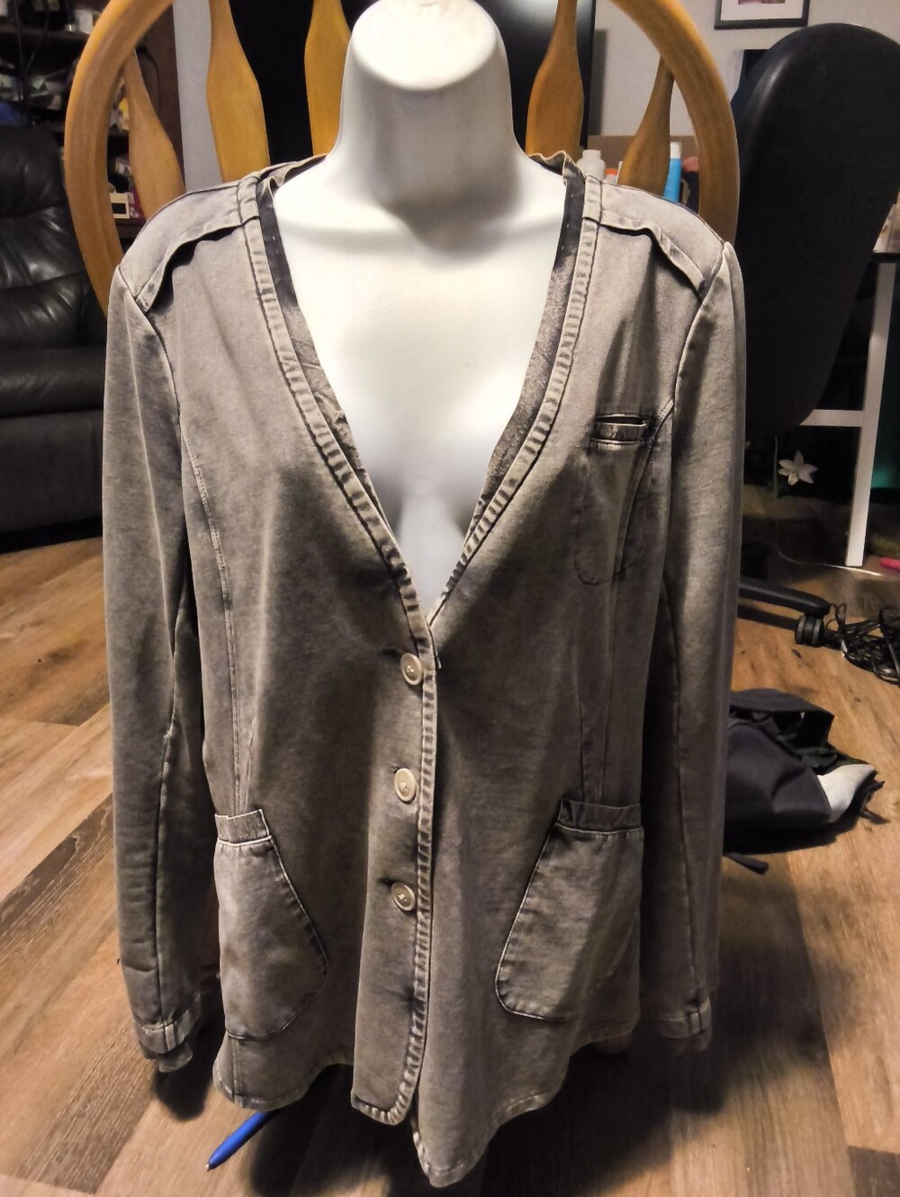 Sandwich_ Women's Grey Acid Wash Cardigan Blazer - Picture 7 of 7